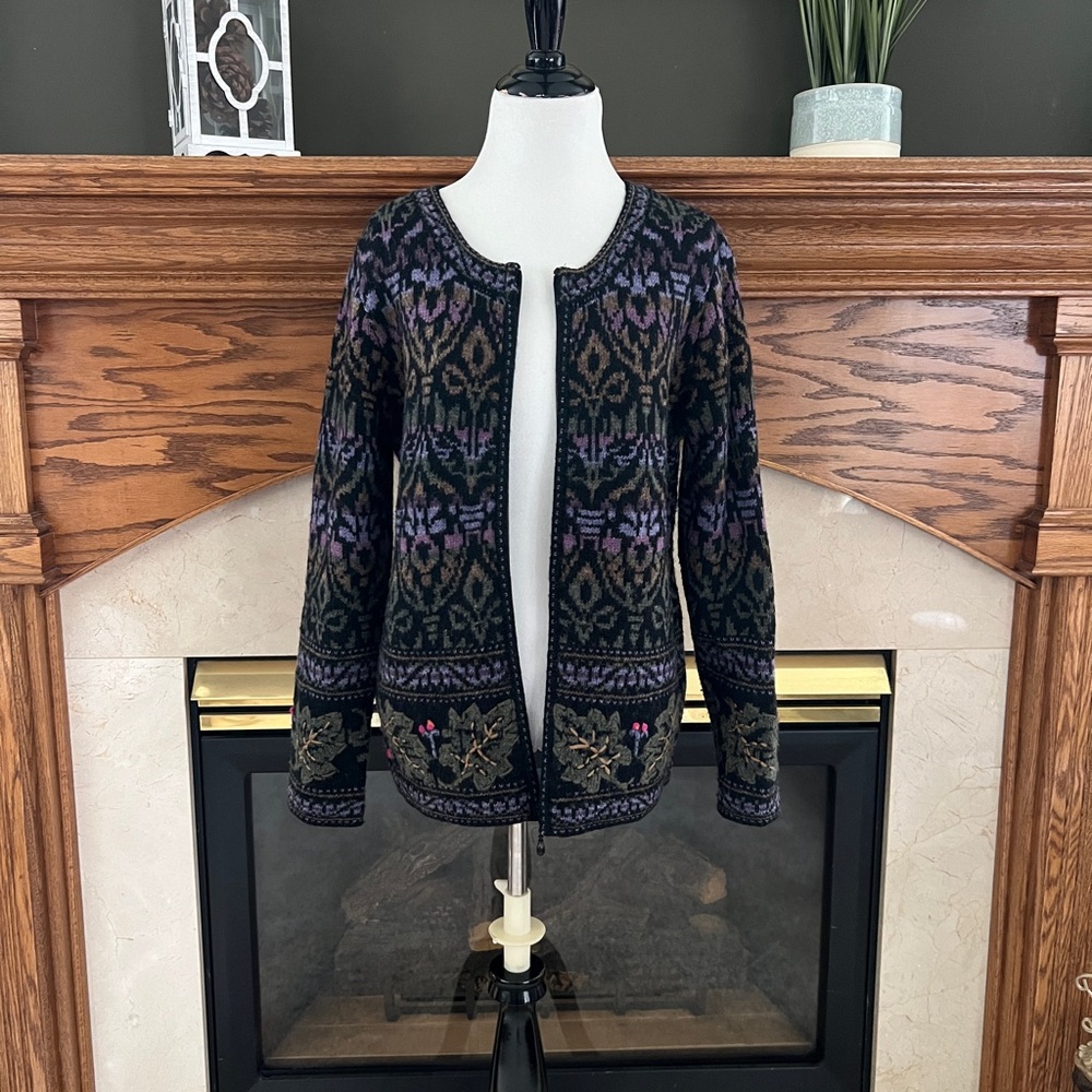 NorthStyle Women's Wool Blend Full Zip Nordic Cardigan Sweater Size Small‎